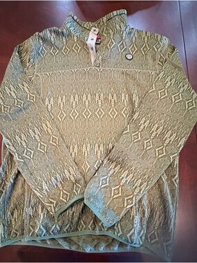 Avalanche Olive Green Patterned Snap-Up Sweater